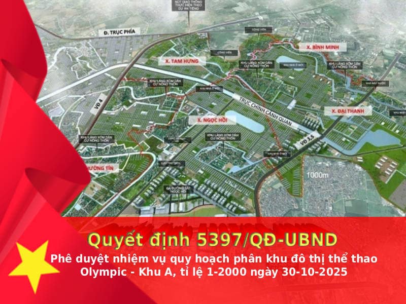 Phê duyệt nhiệm vụ quy hoạch phân khu A đô thị thể thao Olympic tỉ lệ 1:2000 (Quyết định 5397 QĐ/UBND)