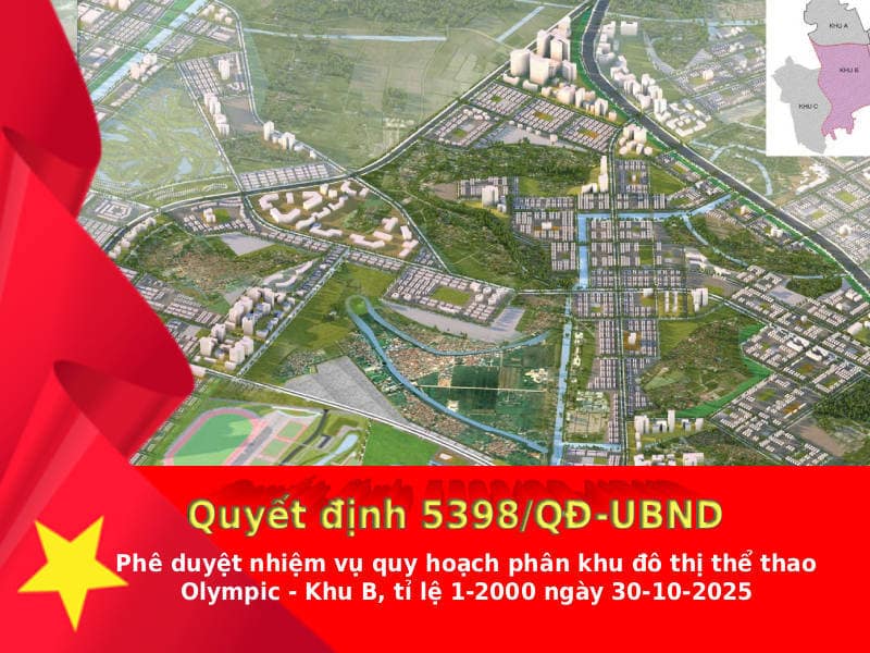 Phê duyệt nhiệm vụ quy hoạch phân khu B đô thị thể thao Olympic tỉ lệ 1:2000 (Quyết định 5398 QĐ/UBND)